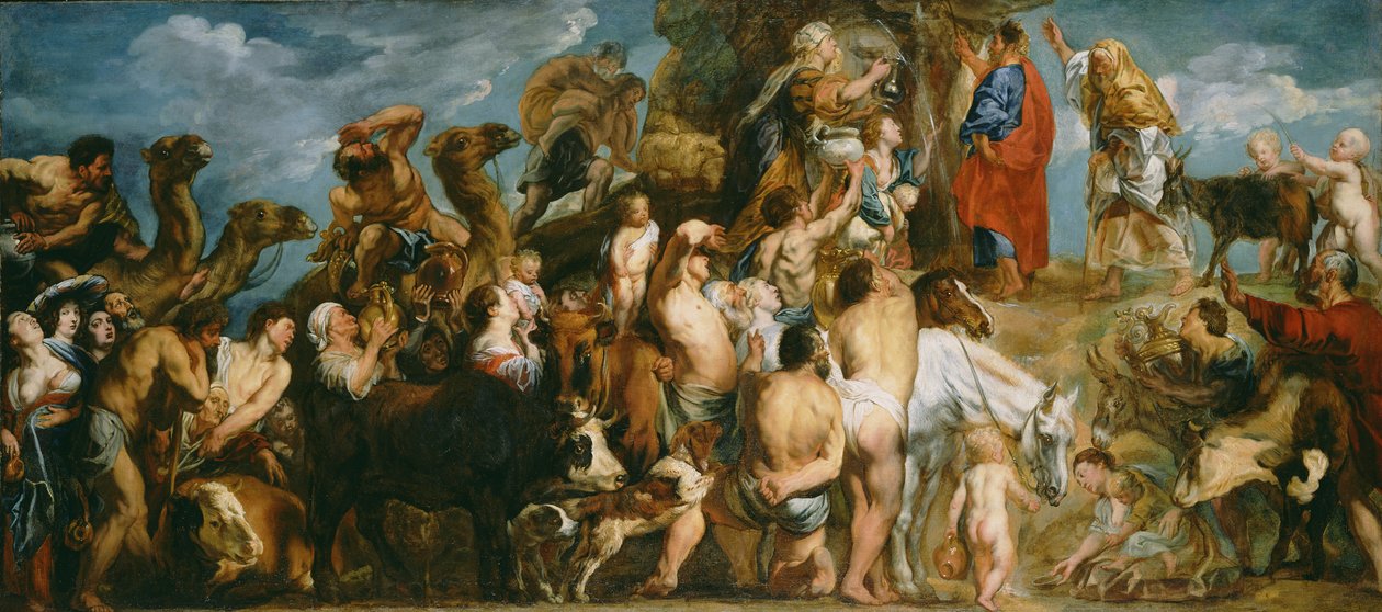 Moses slår vann fra klippen, ca. 1645-50 av Jacob Jordaens