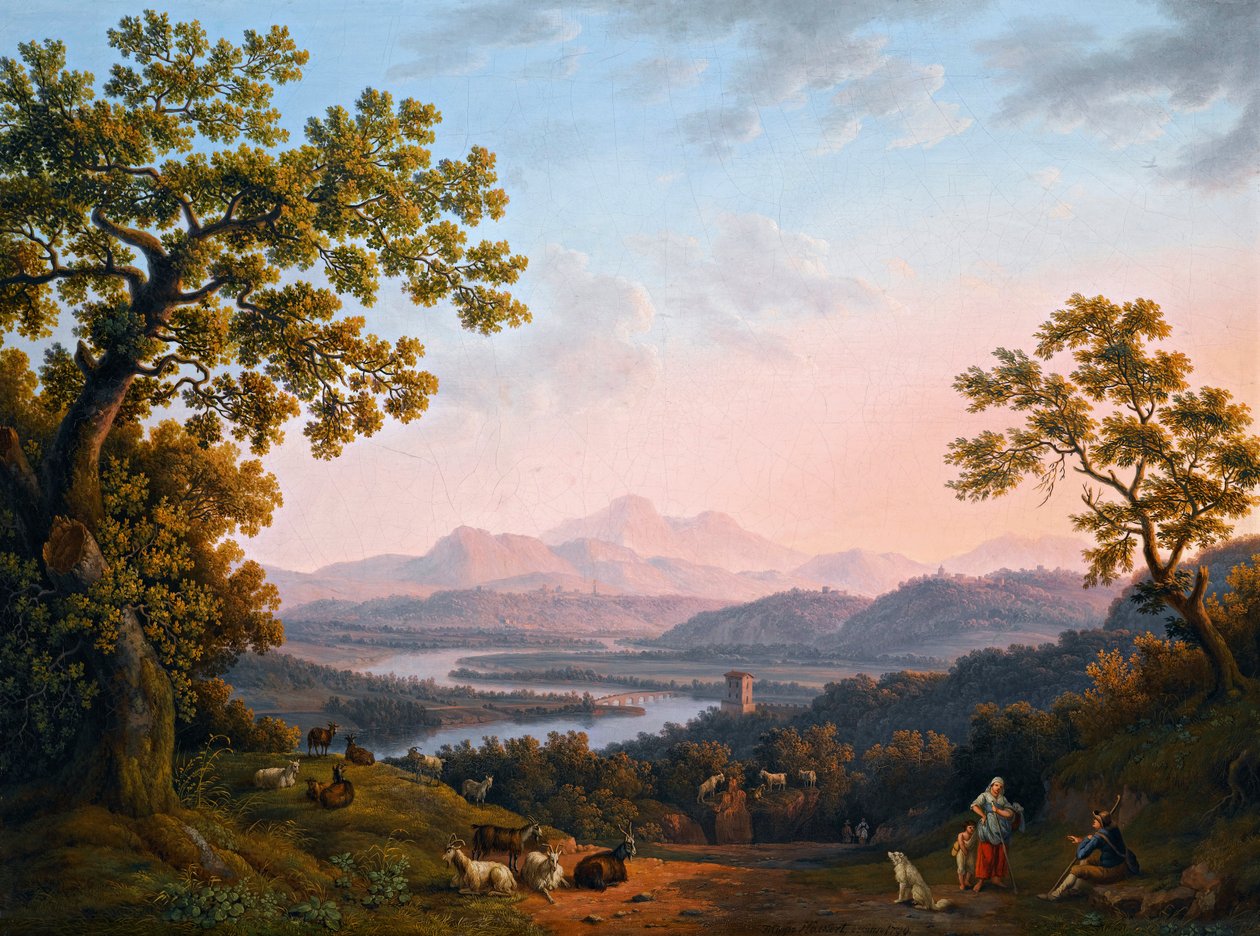 Utsikt over Tiberdalen med Sabinefjellene av Jacob Philipp Hackert