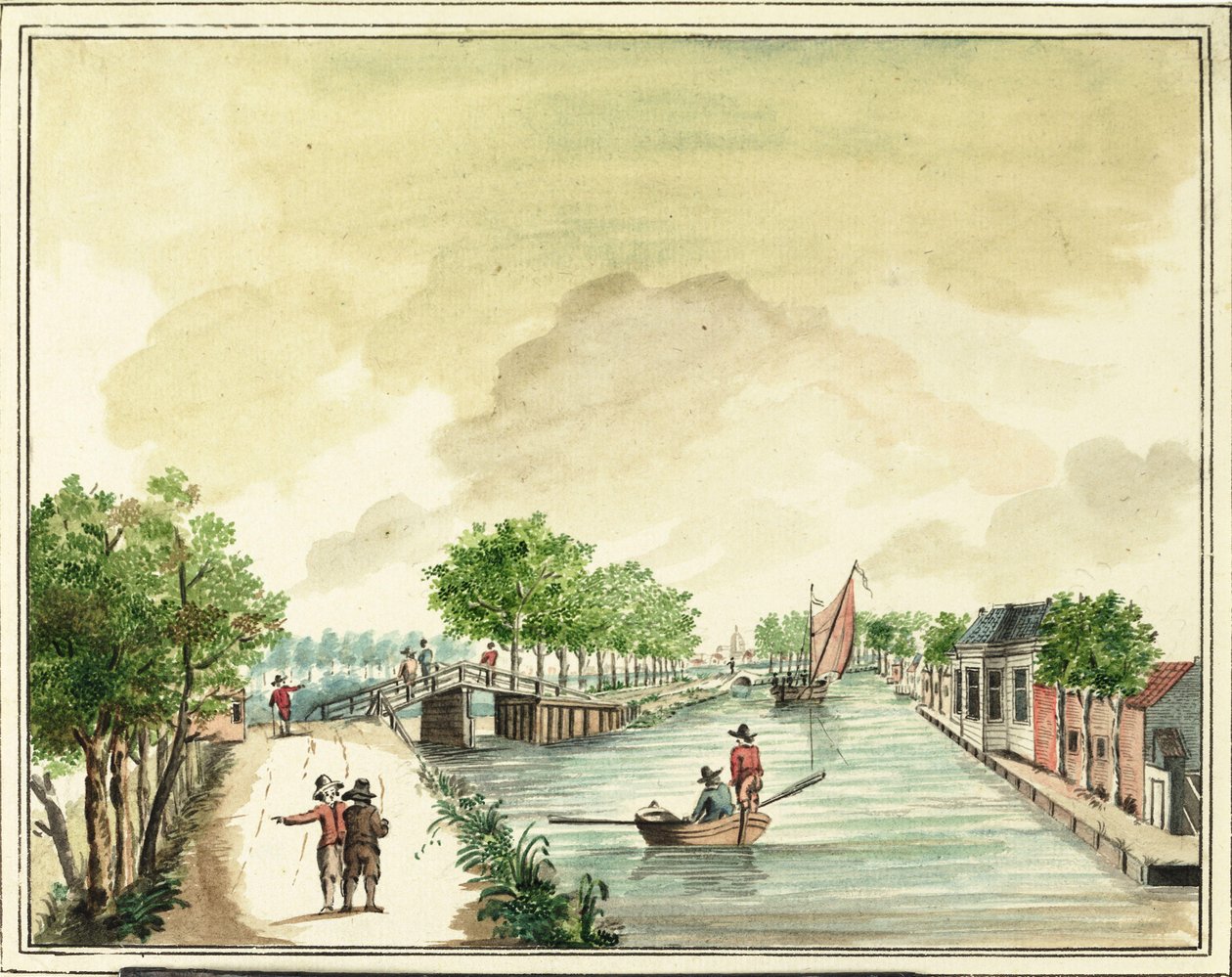 Wouteren -broen over Trekvliet i Leiden tegnet av Jacob Timmermans. av Jacob Timmermans