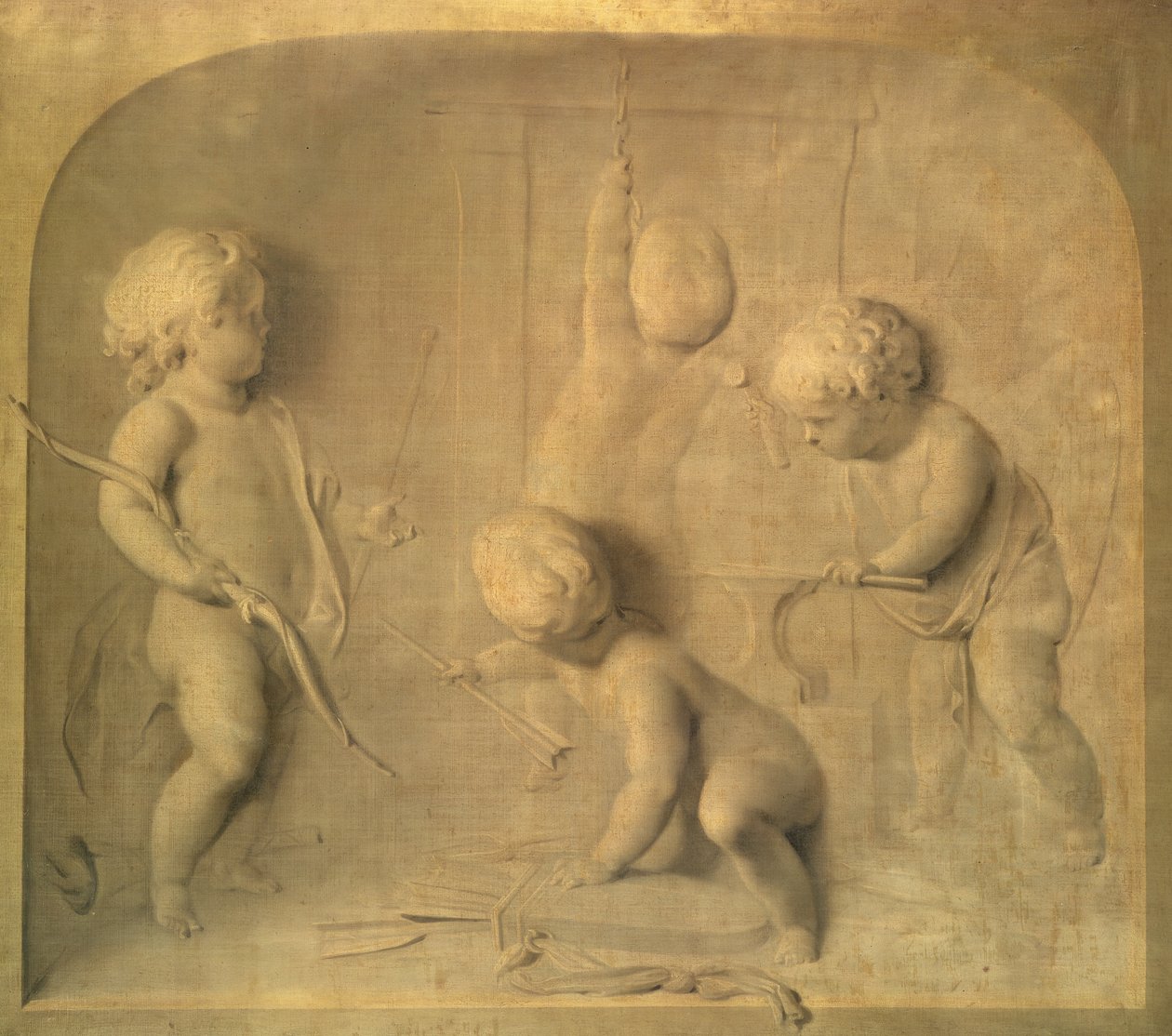 Putti Fashioning Cupid's Arrows av Jacob de Wit