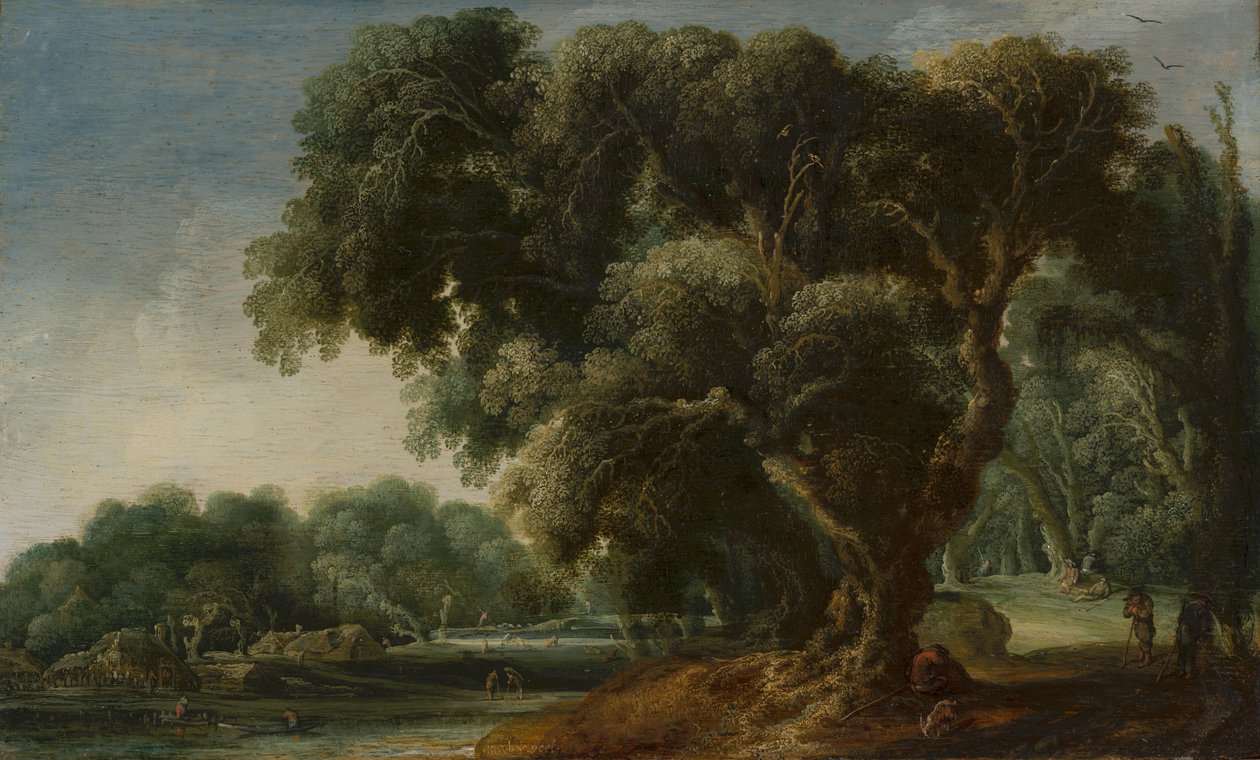 Gefantaseerd boslandschap av Jacob van Geel