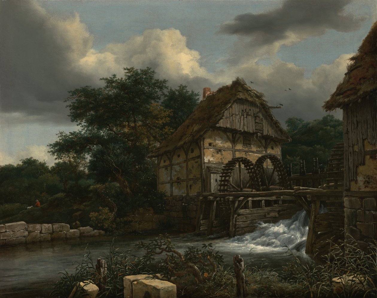 To vannmøller og en åpen sluse av Jacob van Ruisdael