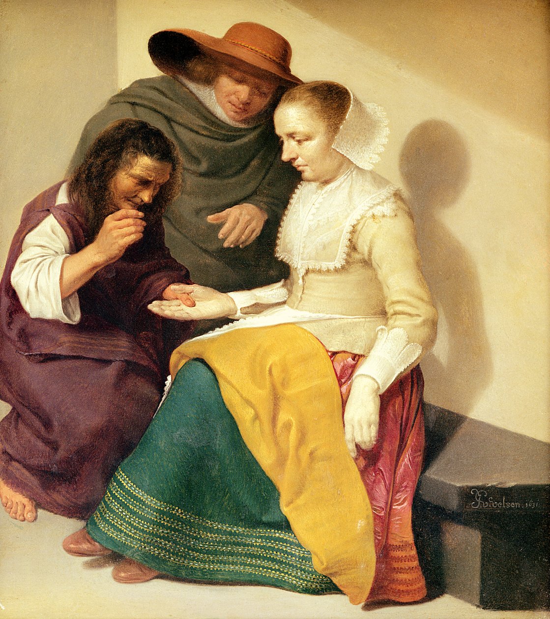 The Fortune Teller, 1631 (olje på kobber) av Jacob van Velsen