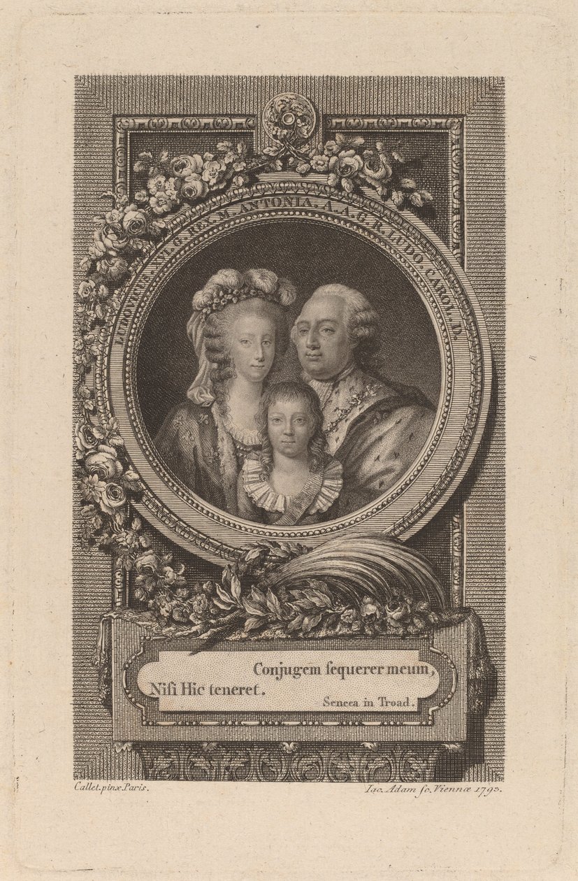 Louis XVI, Marie-Antoinette og Louis-Charles, 1793. av Jacob Adam