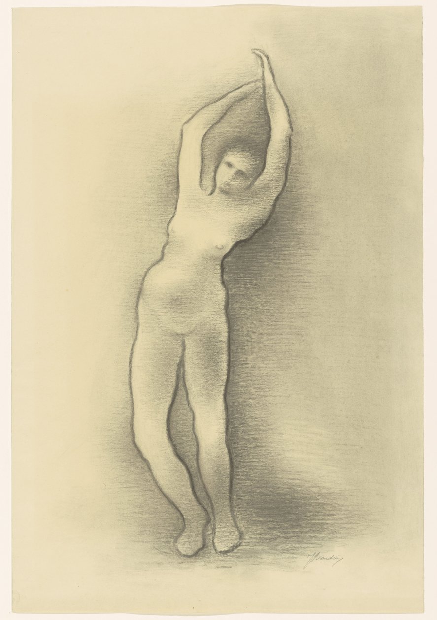 stående naken kvinne av Jacob Bendien (signed by artist)