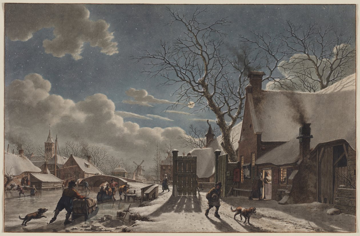 Vinternatt i en nederlandsk by, 1797. av Jacob Cats