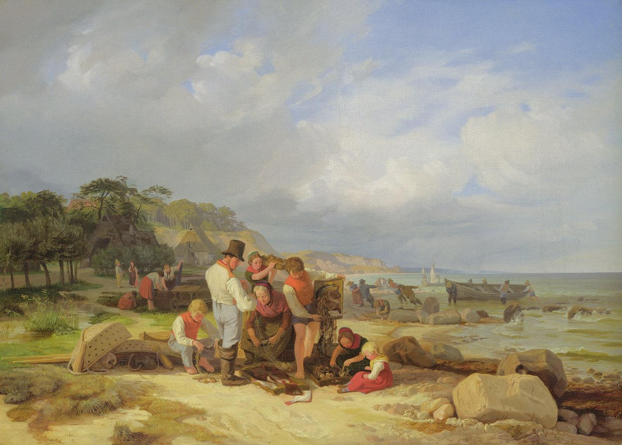 Fiskere i Probstei, 1835 (olje på lerret) av Jacob Gensler