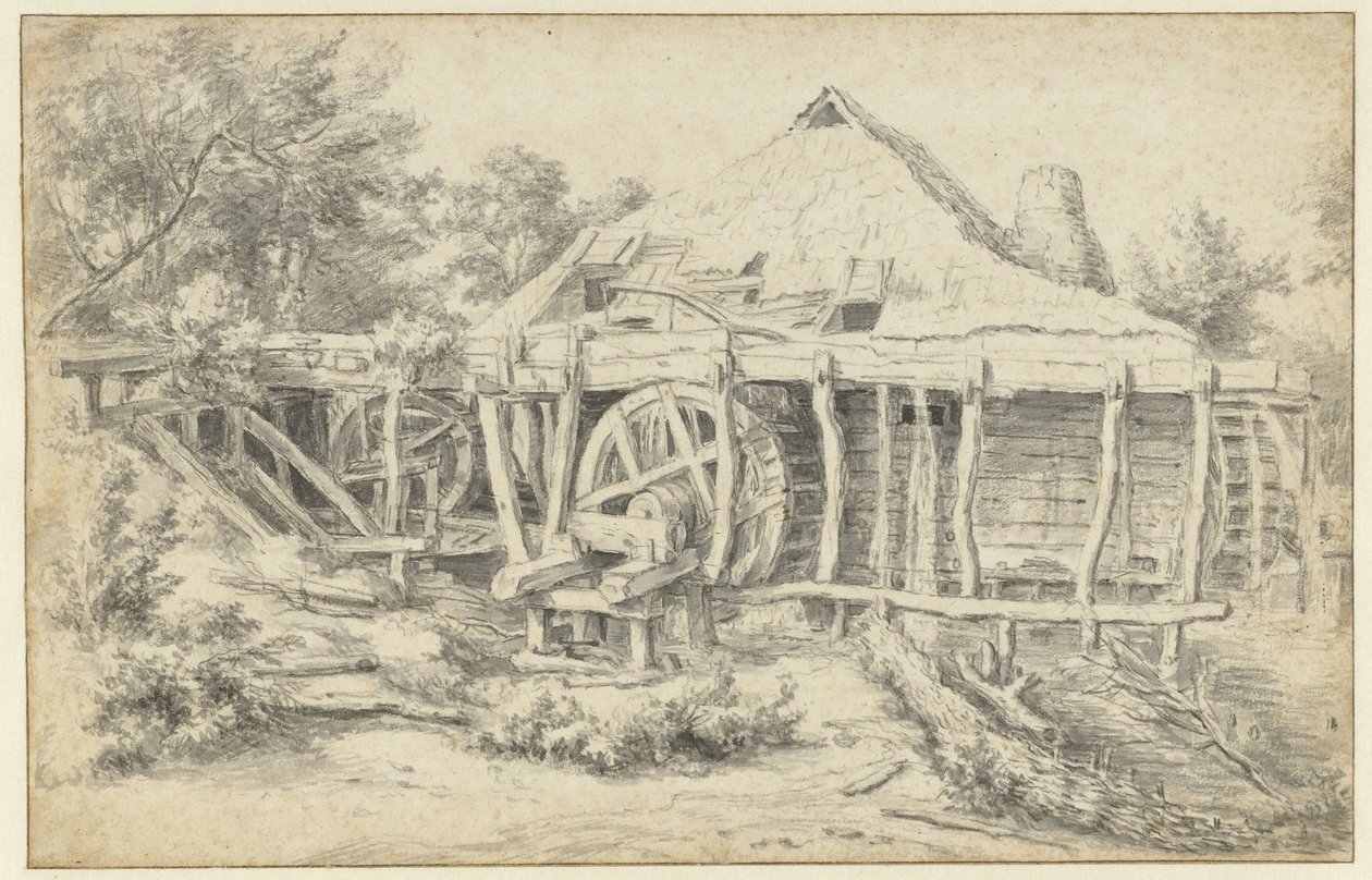 Utsikt over en vannmølle av Jacob van Ruisdael