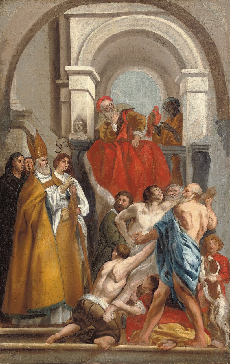 Saint Martin helbreder en besatt mann av Jacob Jordaens