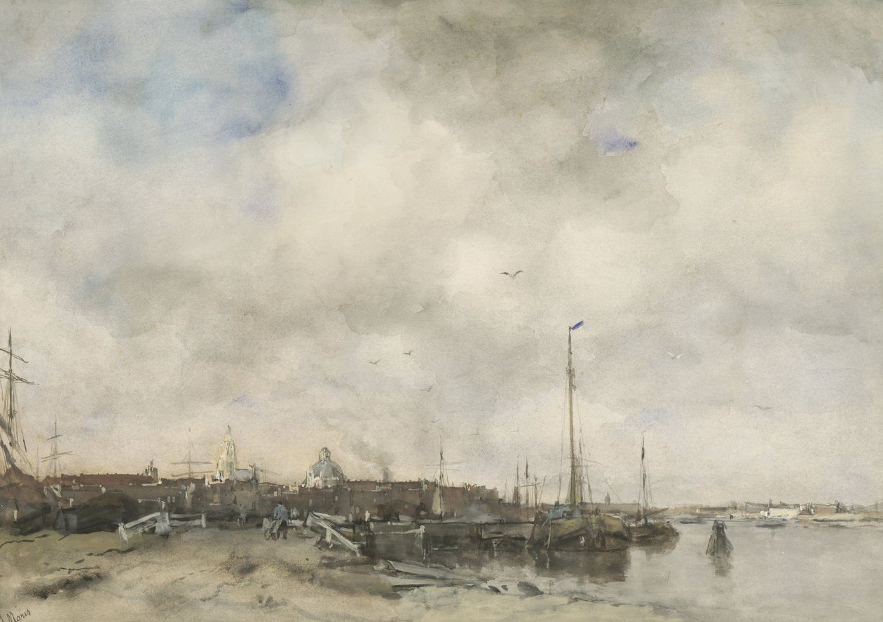 Utsikt over en by av Jacob Maris
