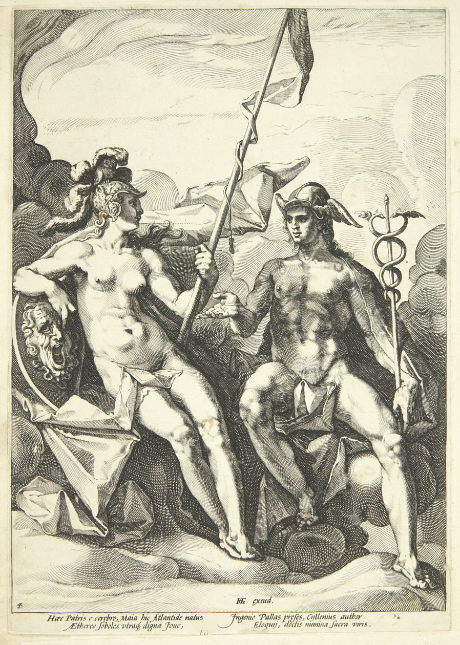 Alliansen mellom Athena og Merkur (Hermathena) av Jacob Matham