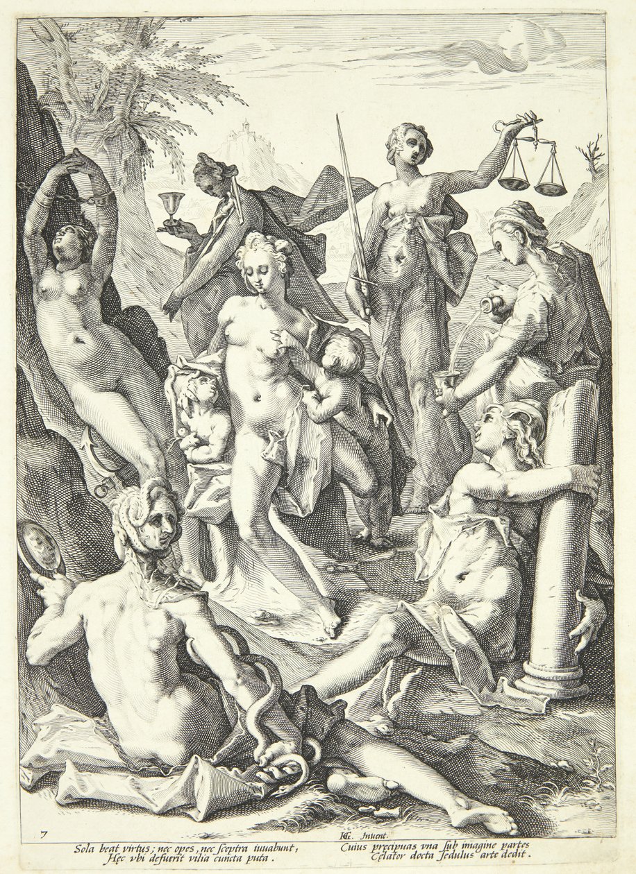 De syv dyder av Jacob Matham