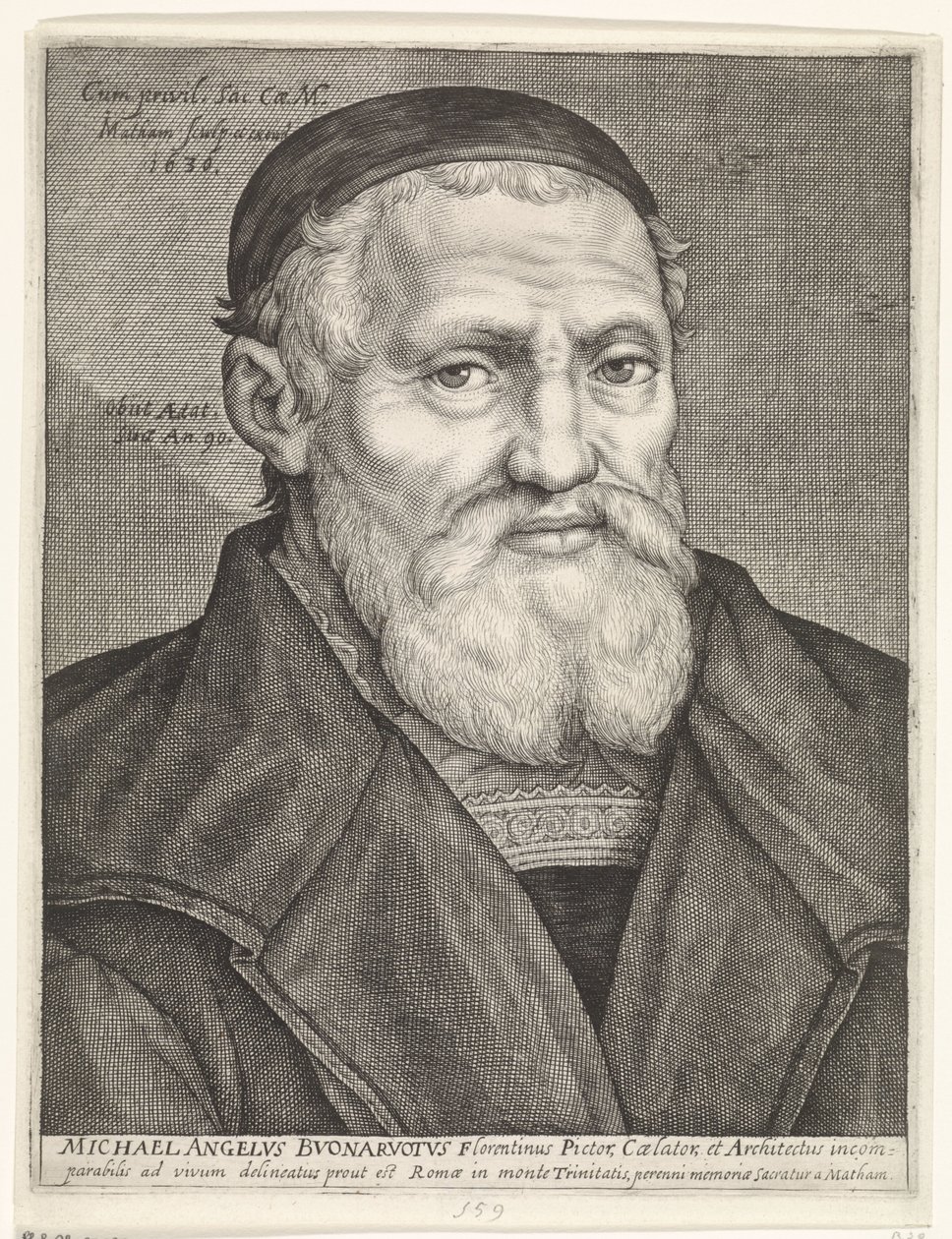 Portrett av Michelangelo av Jacob Matham