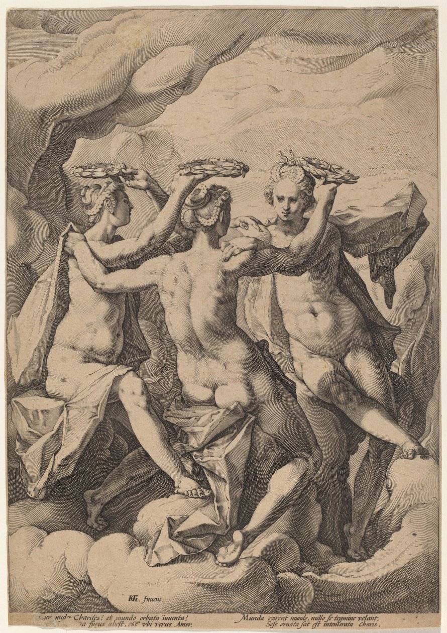 De tre nåder av Jacob Matham, after Hendrick Goltzius