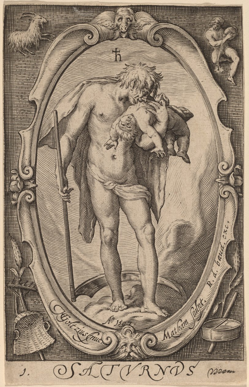 Saturn av Jacob Matham after Hendrik Goltzius