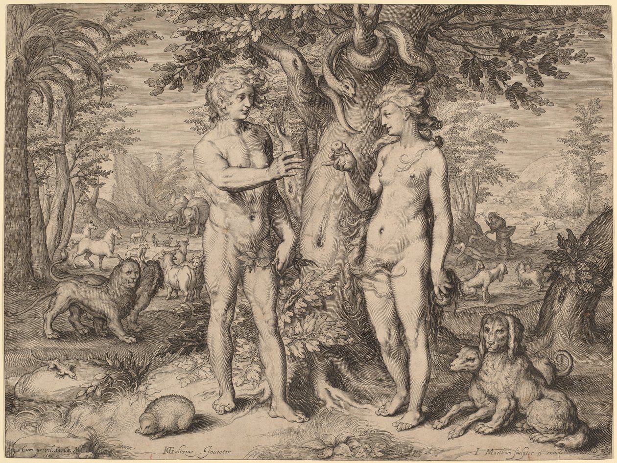 Menneskets fall av Jacob Matham, after Hendrik Goltzius