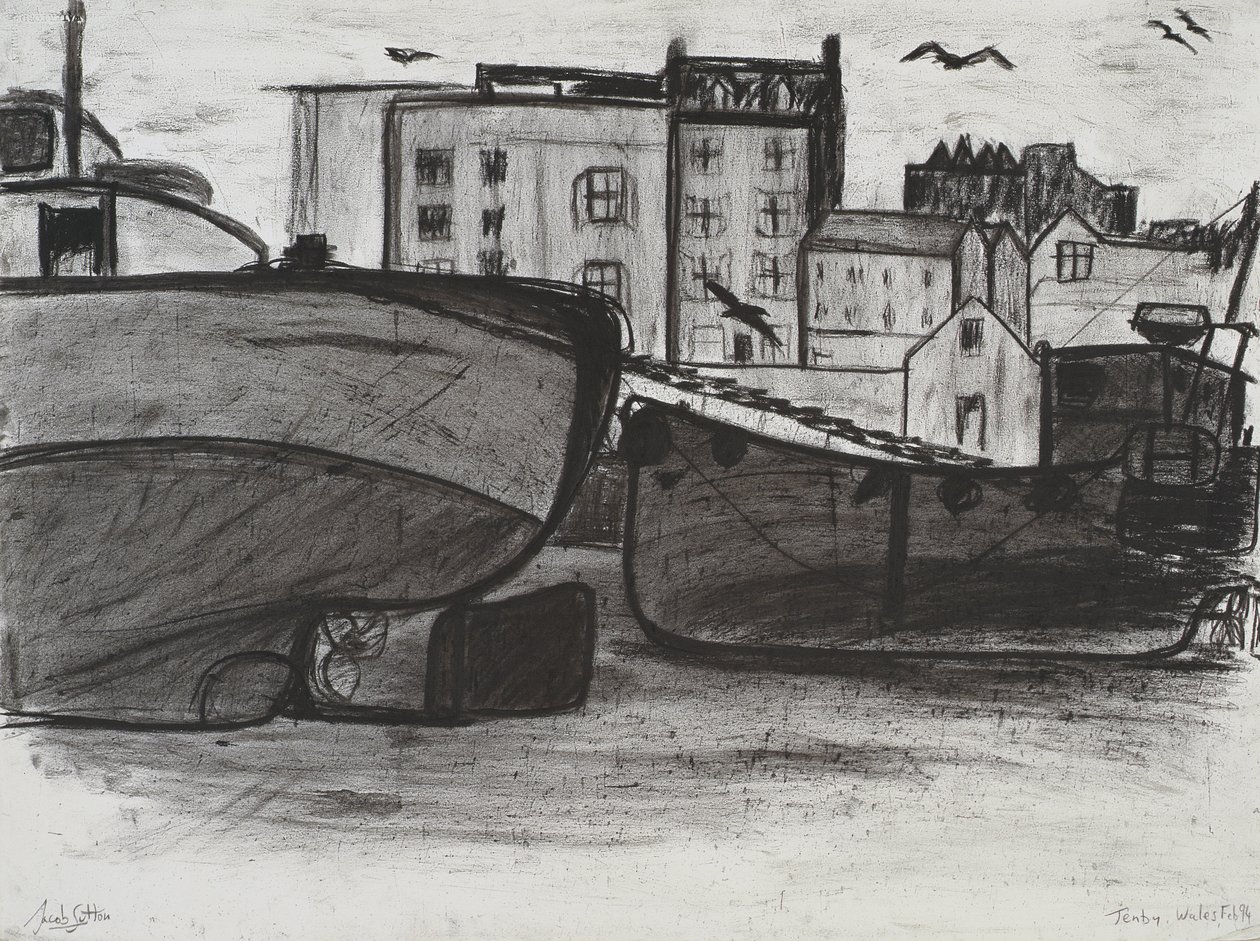 Tenby, 1994 (kull på papir) av Jacob Sutton