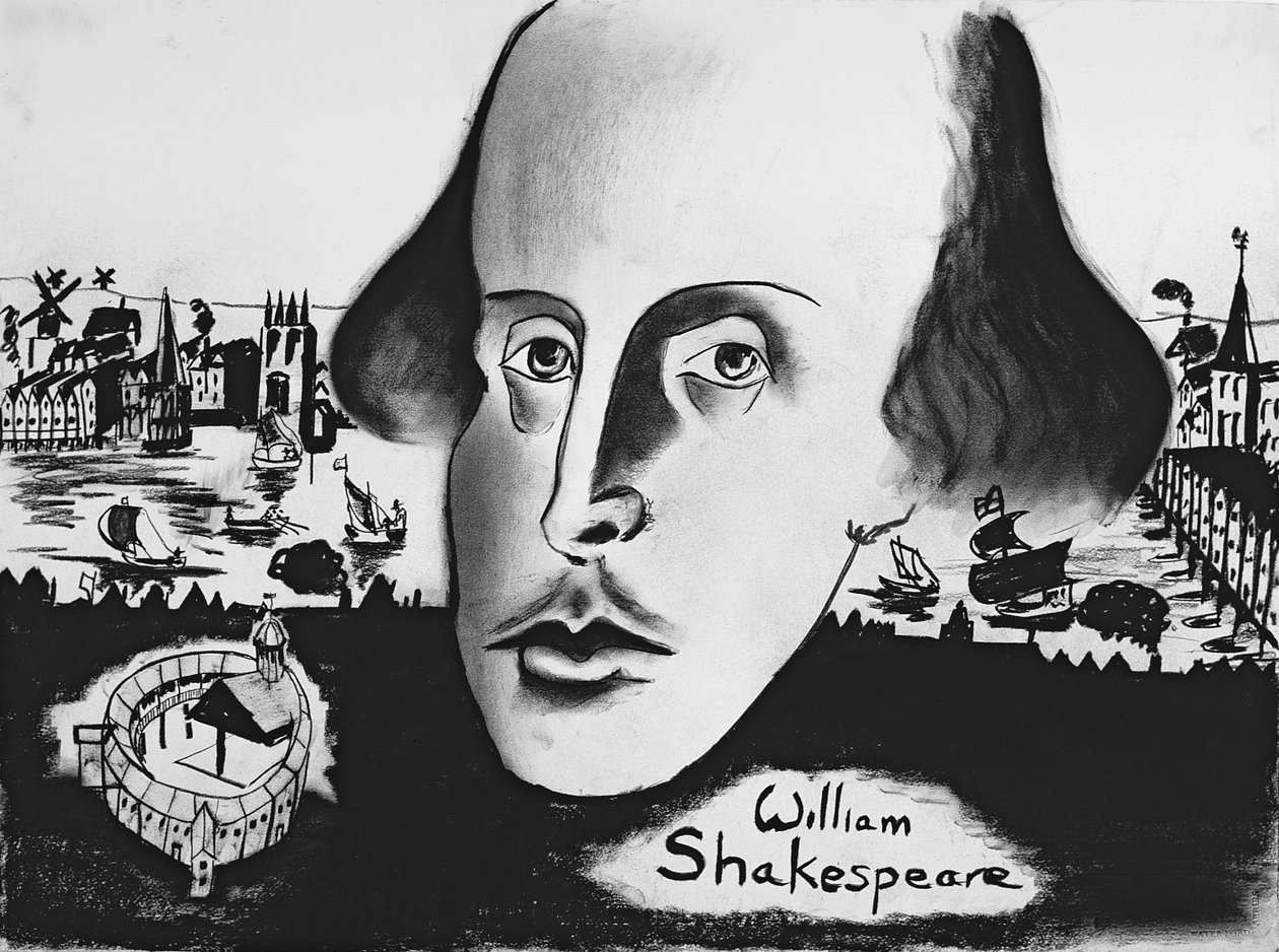 William Shakespeare (1564-1616) 1994 (kull på papir) av Jacob Sutton