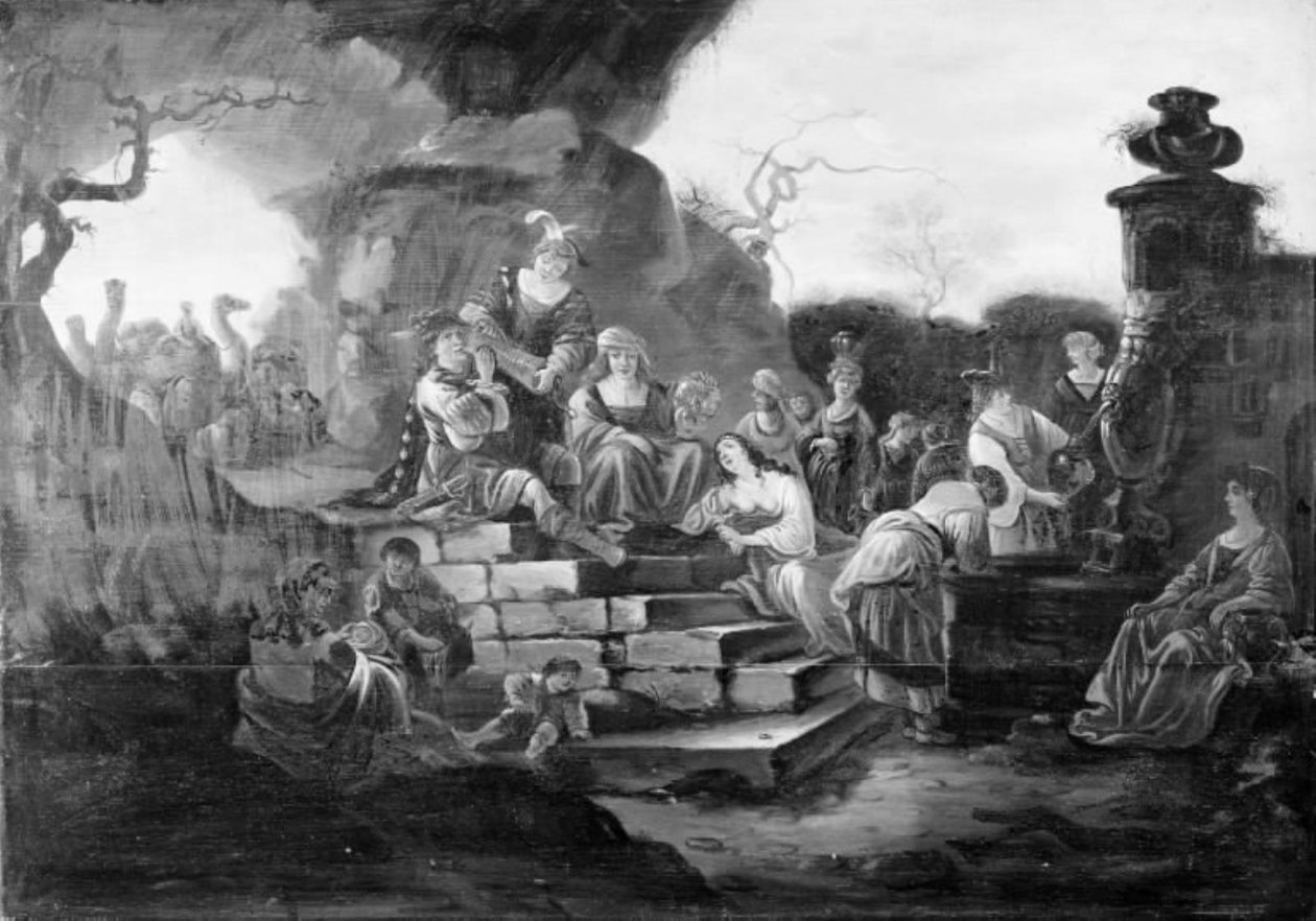 Merry Company ved en fontene av Jacob de Wet d.Æ.