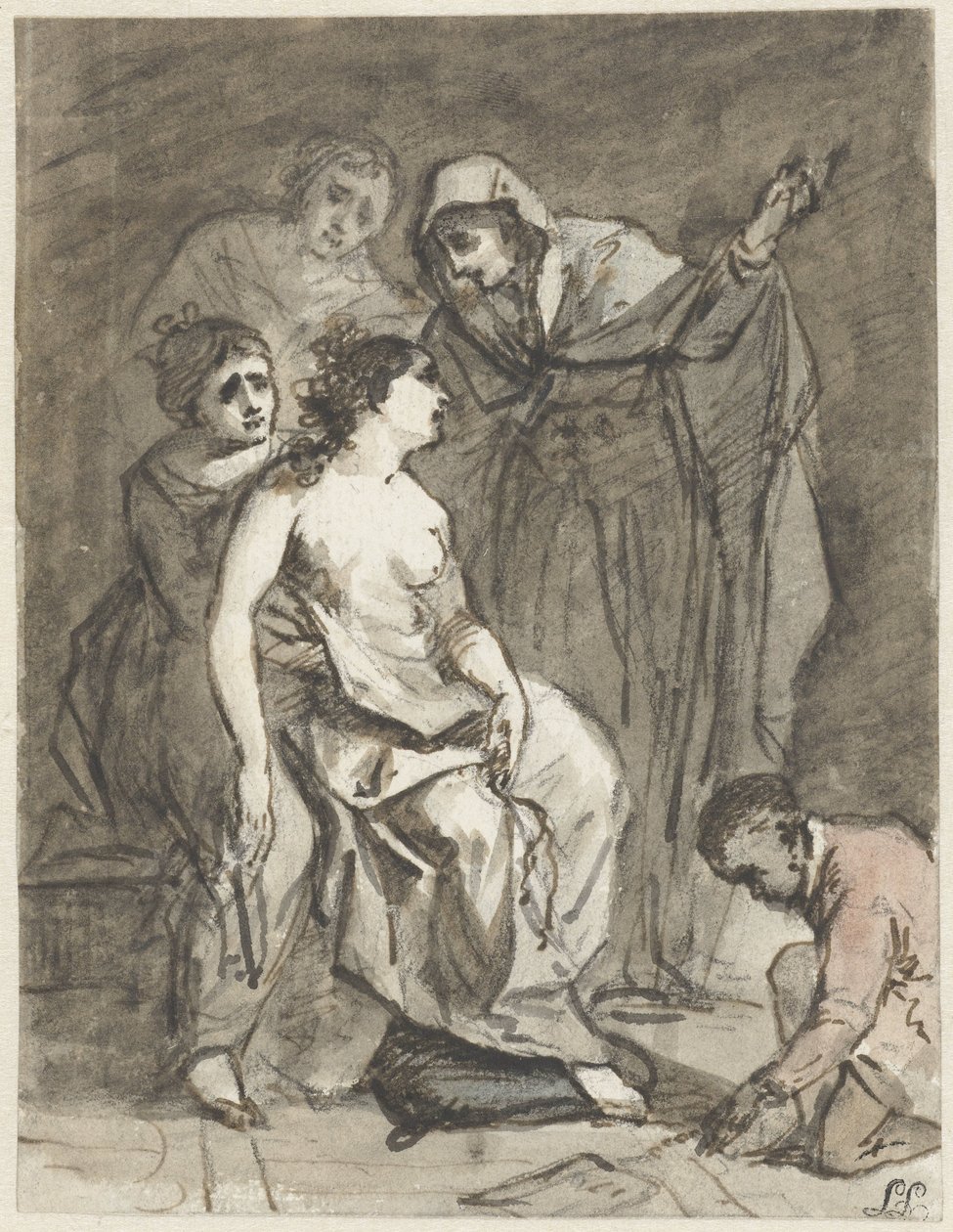Skisse av en angrende Magdalena (?) av Jacob de Wit