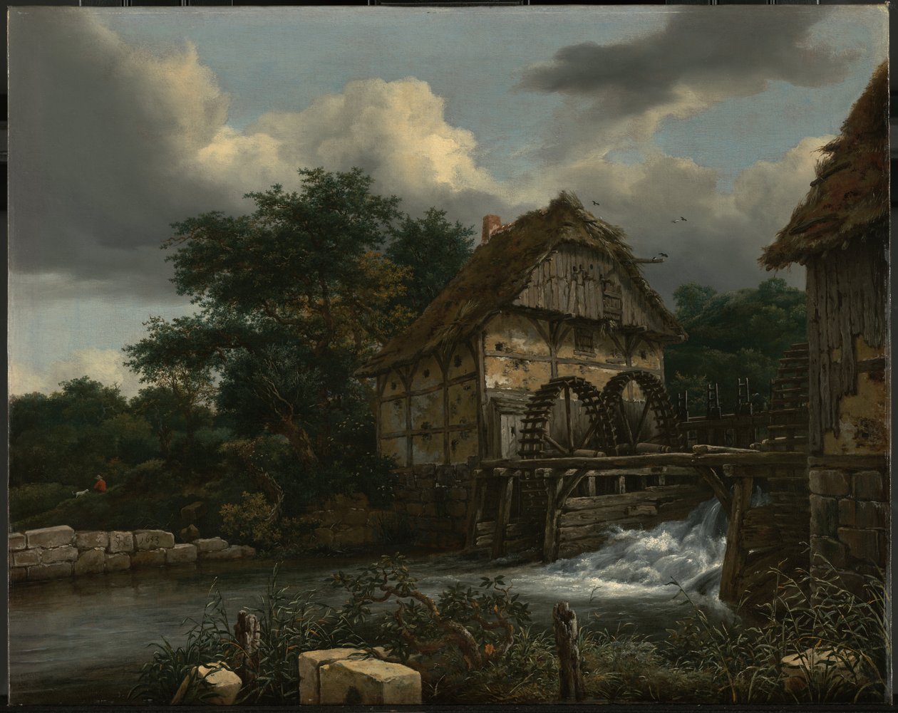 To vannmøller og en åpen sluse av Jacob van Ruisdael