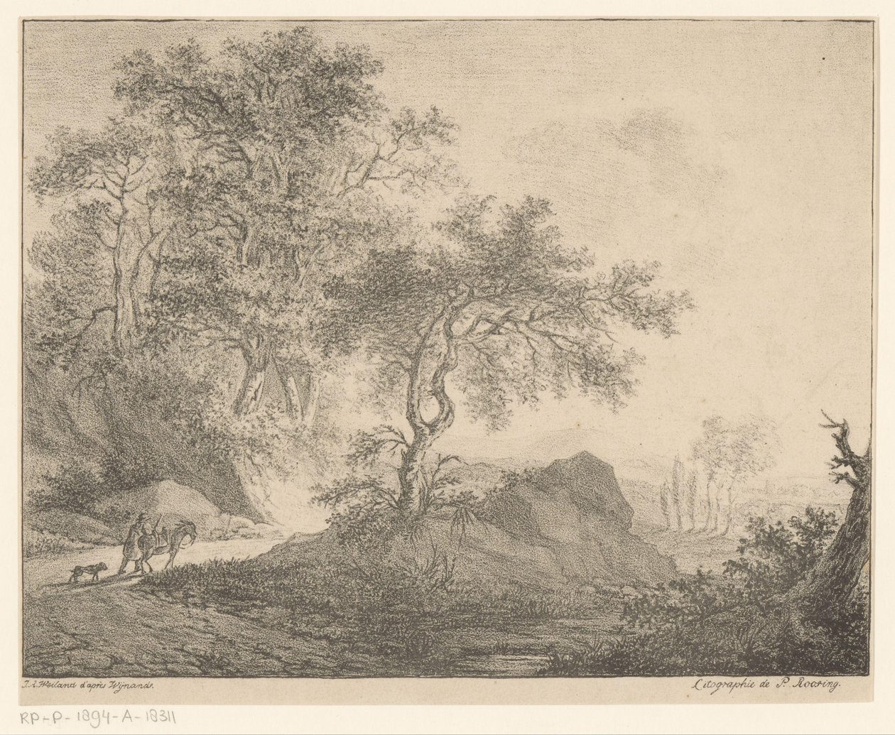 Eseldriver i fjellandskap av Jacobus Adrianus Weiland
