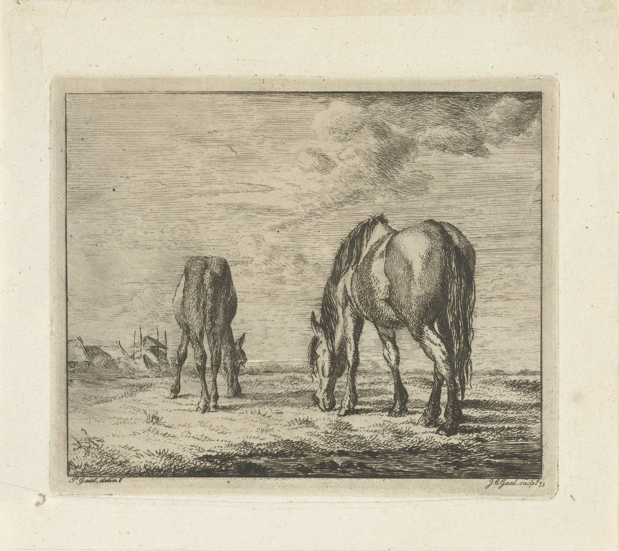 To beitende hester av Jacobus Cornelis Gaal