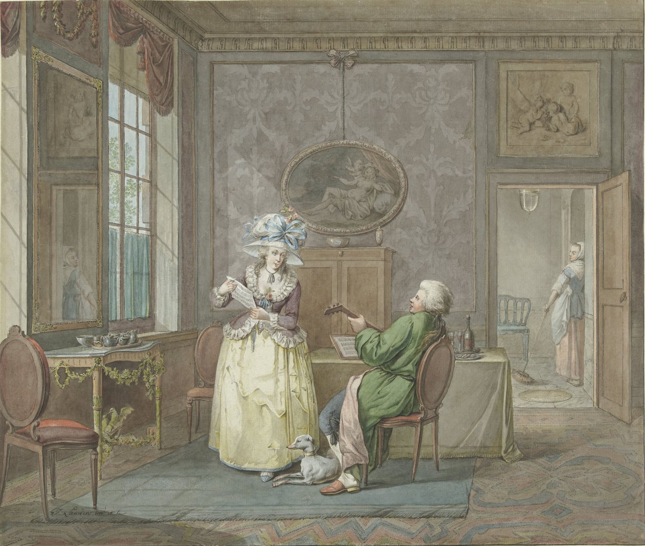 Musikkpar i et interiør av Jacobus Johannes Lauwers