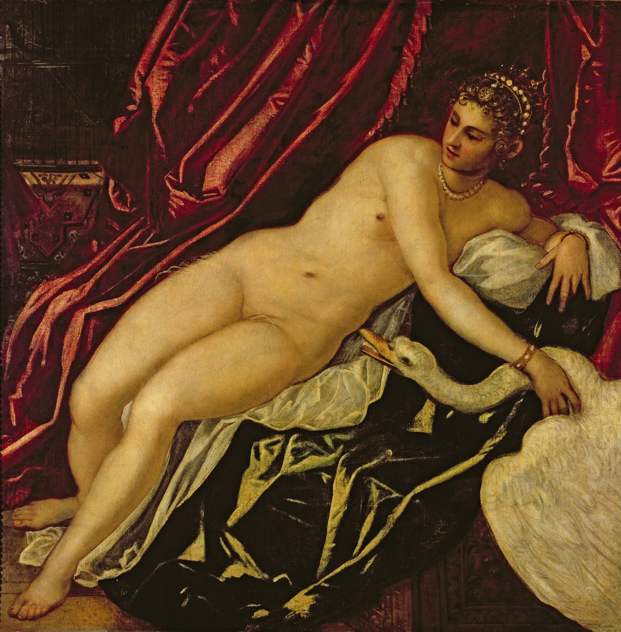 Leda and the Swan, ca. 1545-47 (detaljer) av Jacopo Robusti Tintoretto