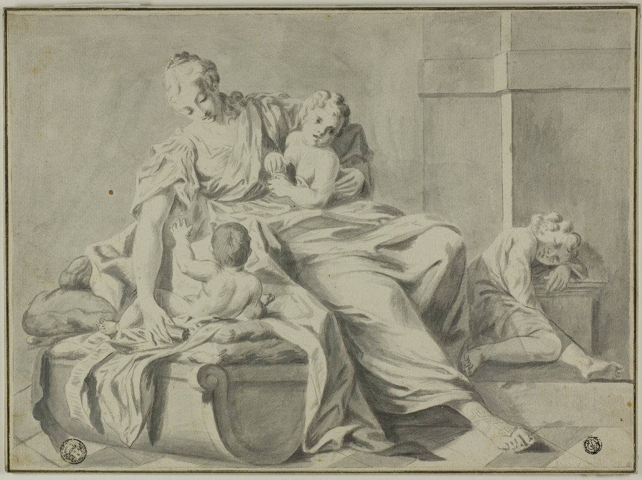Mor og tre barn av Jacopo Amigoni