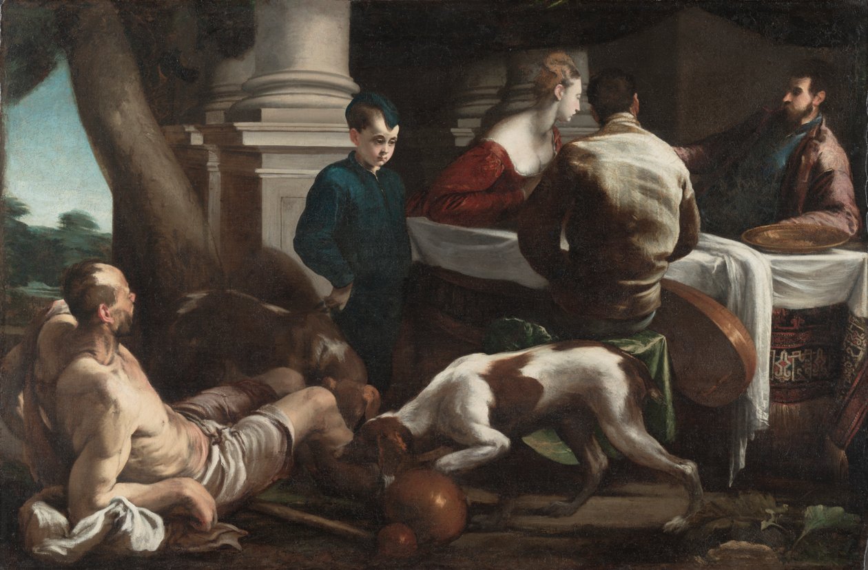Lasarus og den rike mannen, ca. 1550. av Jacopo Bassano