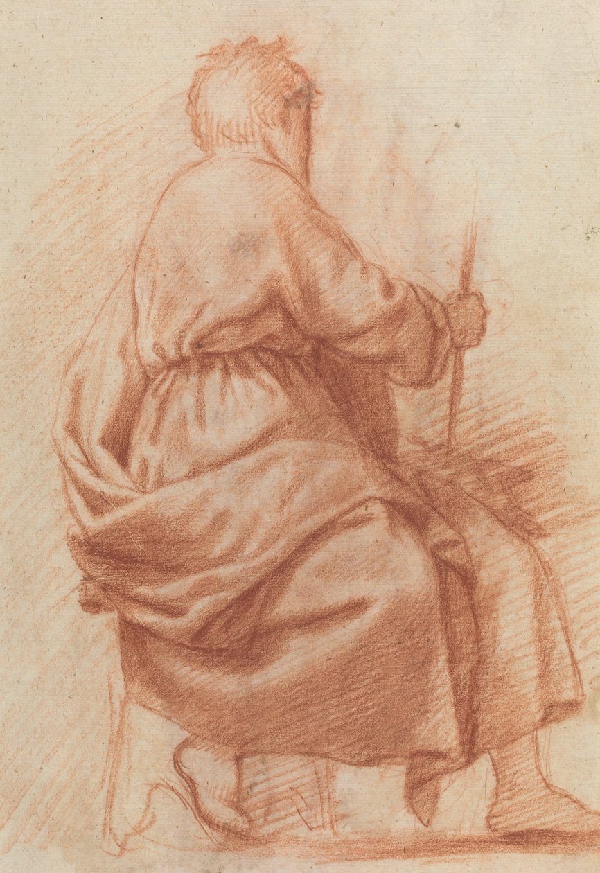 Sittende drapert mann [verso] av Jacopo Chimenti