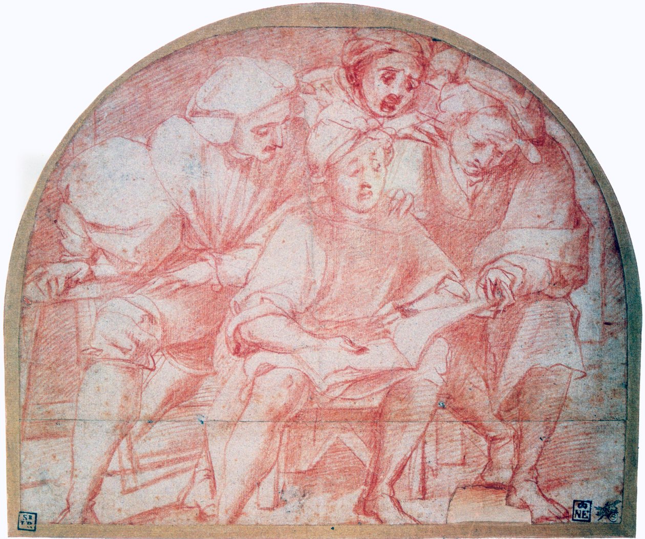 Fire hoffmenn, c1514-1557 av Jacopo Pontormo