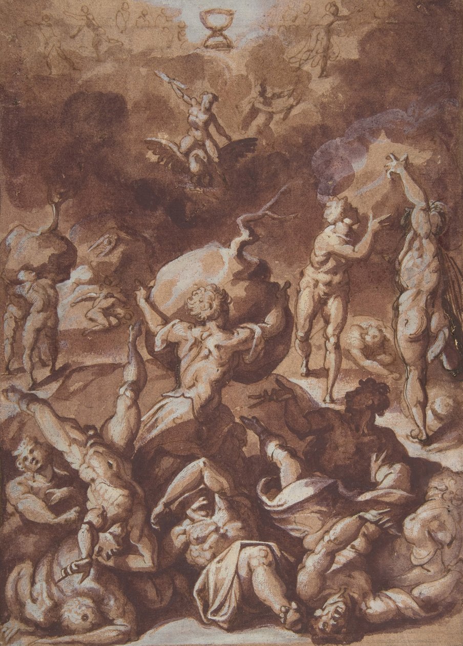 Jupiter kjemper mot kjempene., 1540-96. av Jacopo Zucchi