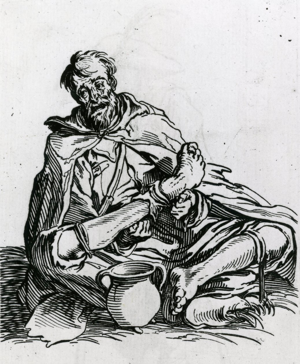 Sittende tigger av Jacques Callot