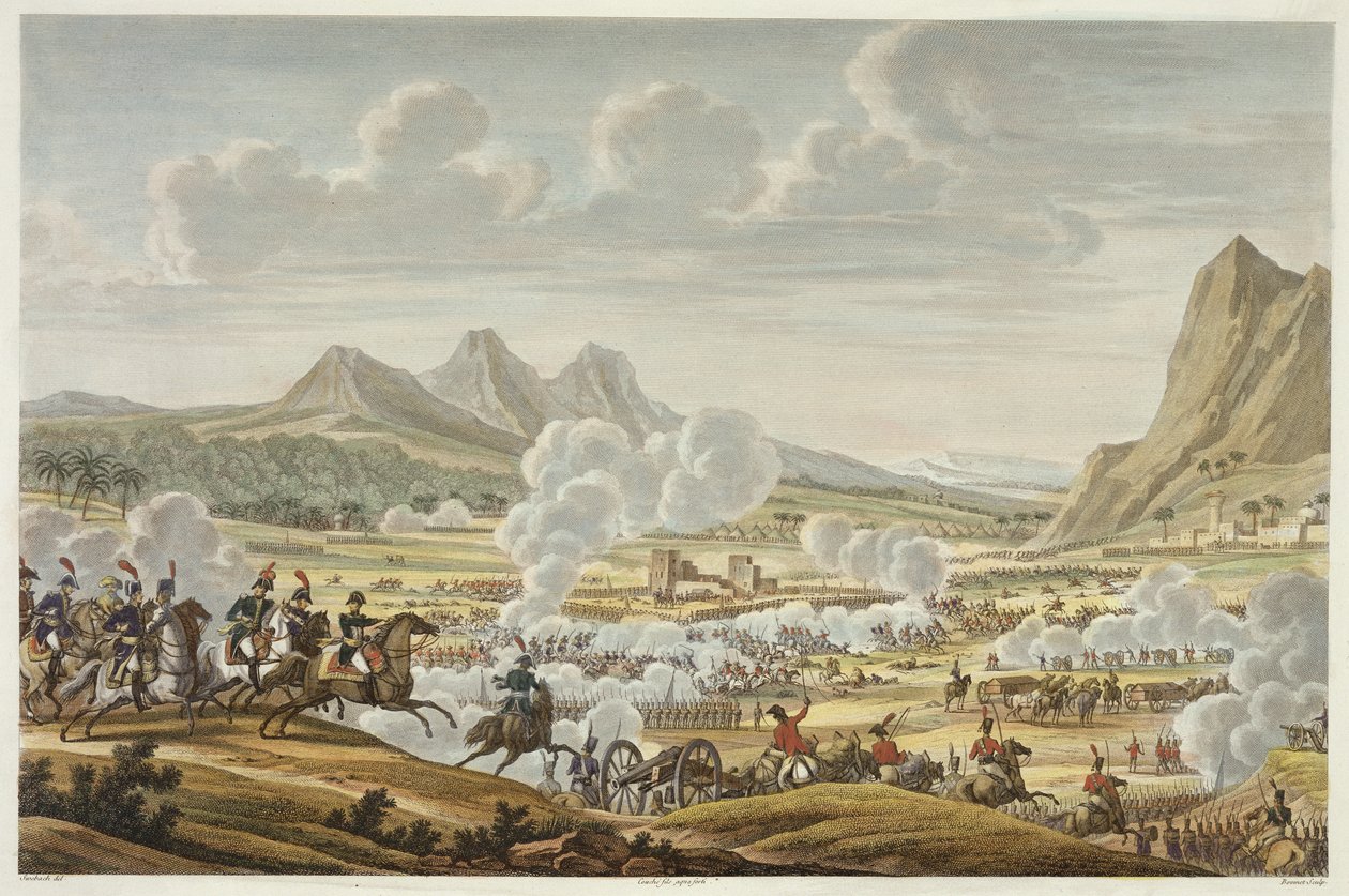 Slaget ved Mount Tabor, 27 Ventose, år 7 (17. februar 1799) gravert av Louis Francois Couche (1782-1849) (akvatint) av Jacques Francois Joseph Swebach
