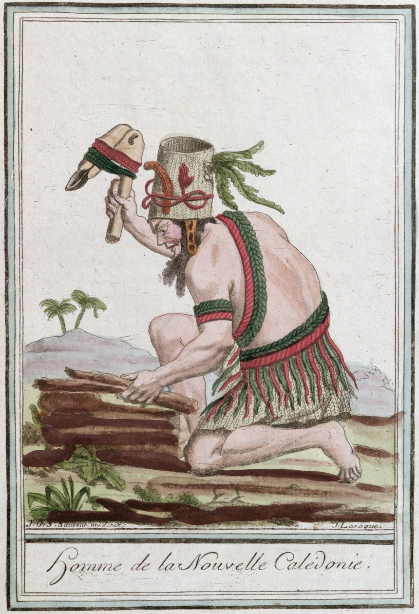 Innfødt av Ny-Caledonia, gravert av J. Laroque, 1796 av Jacques Grasset de Saint Sauveur