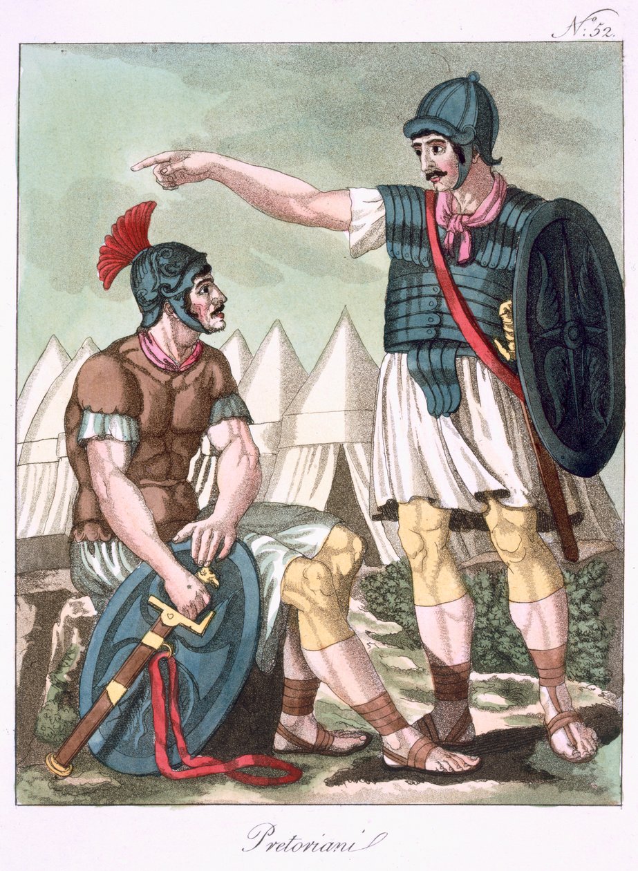 Praetorian Guard, illustrasjon fra 'L'Antique Rome', gravert av Labrousse, utgitt 1796 av Jacques Grasset de Saint Sauveur