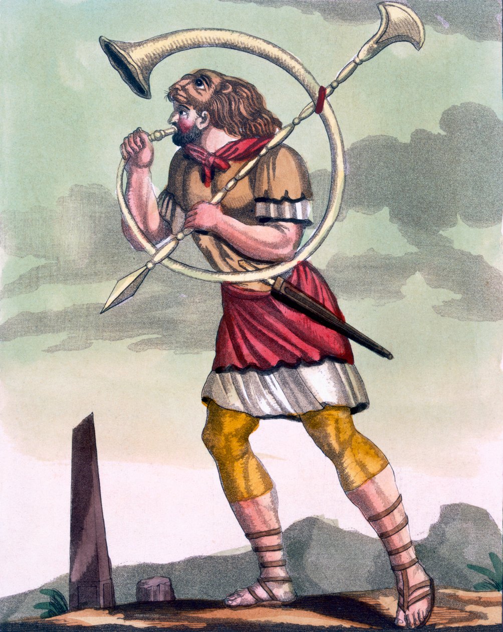 Buccinatore, militær hornblåser og trompetist, illustrasjon fra 