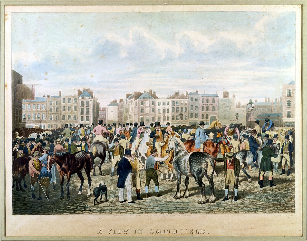A View in Smithfield gravert av F.C. og C. Lewis (fargegravering) av Jacques Laurent Agasse