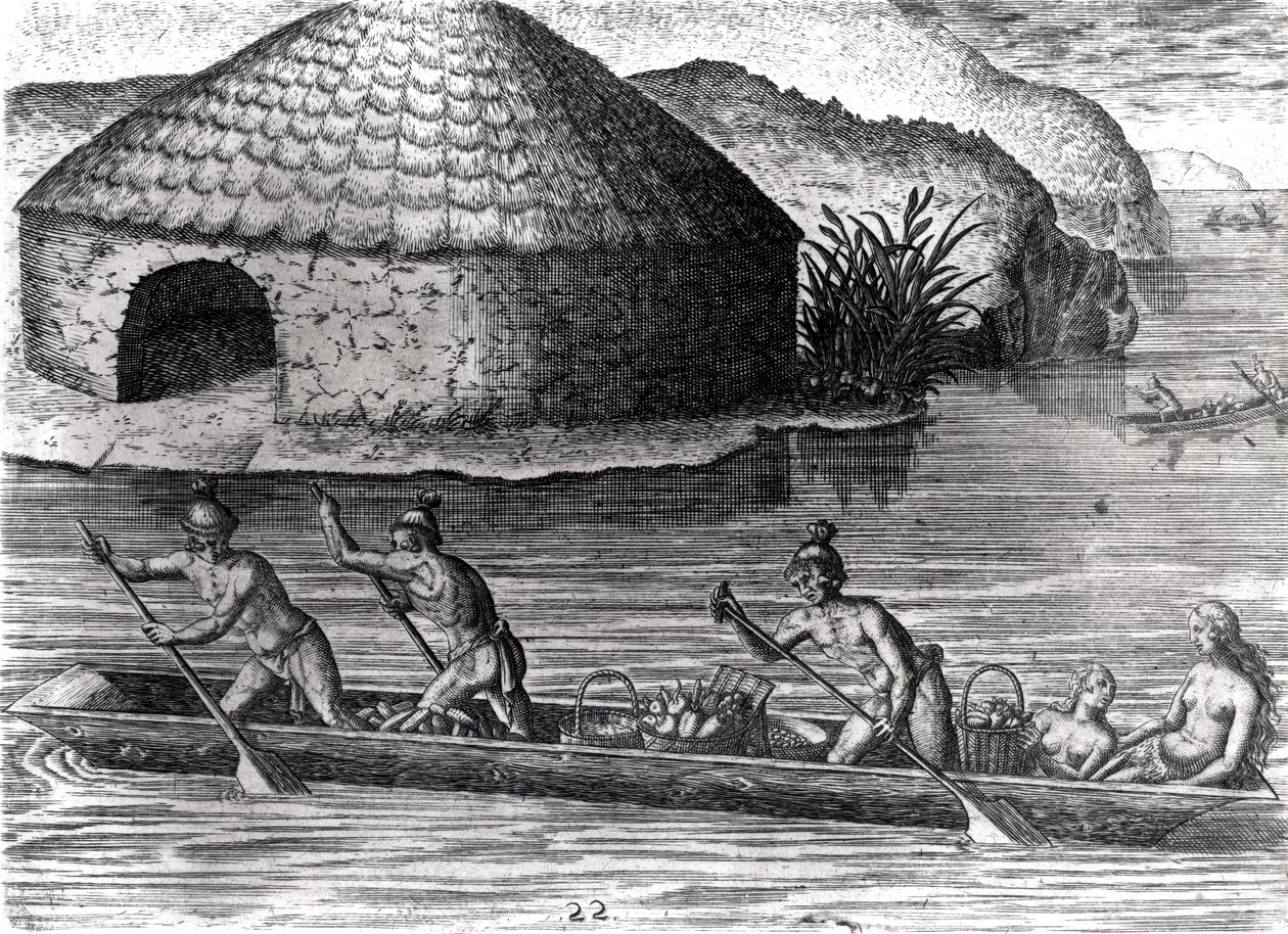 Florida-indianere som lagrer avlingene sine i det offentlige kornmagasinet, fra 