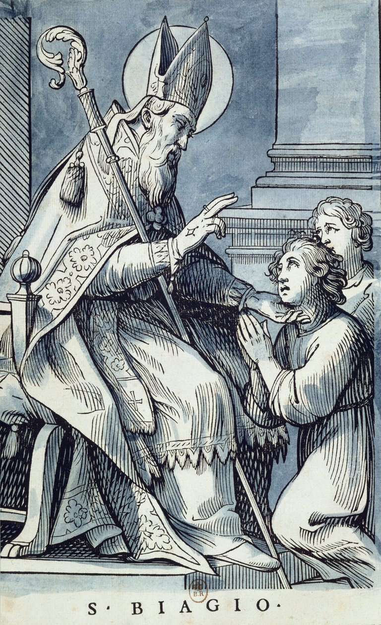 St. Blaise kurerer et sykt barn av Jacques Stella