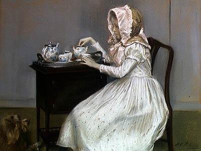 Tea-Time (pastell på papir) av Jacques Emile Blanche