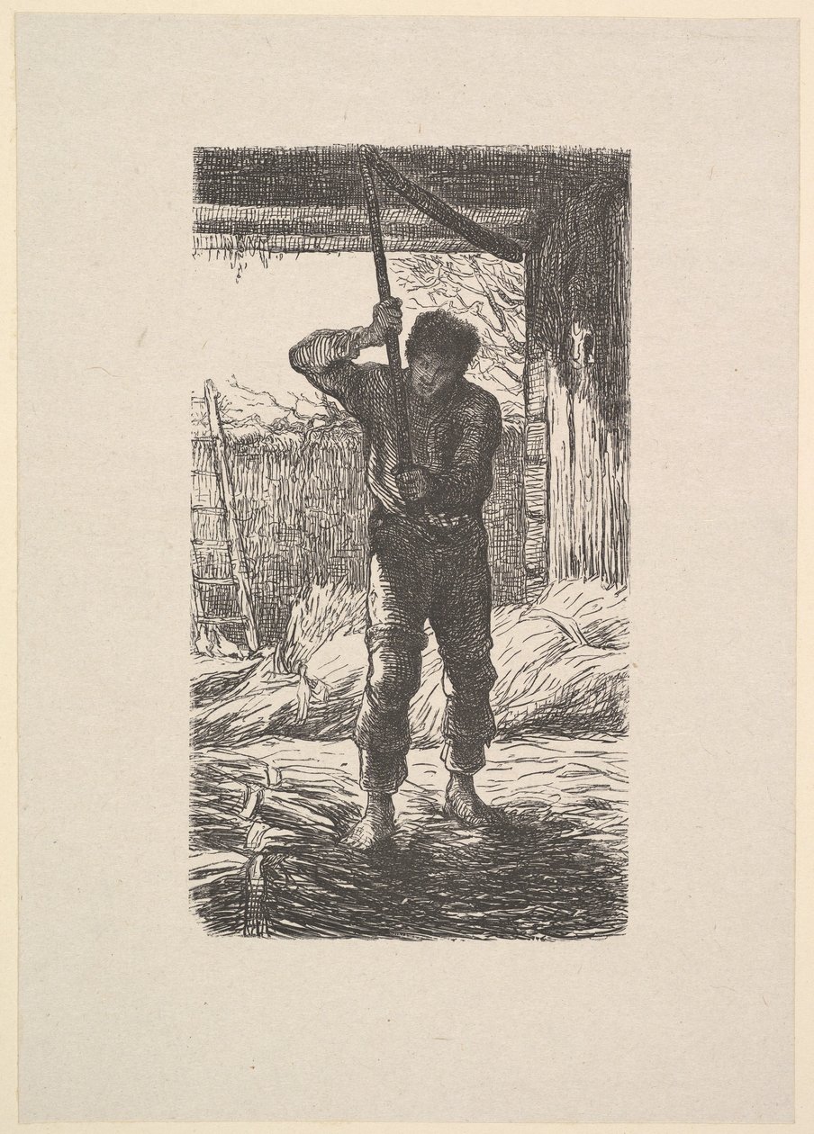 Mann som tresker hvete, 1853. av Jacques Adrien Lavieille