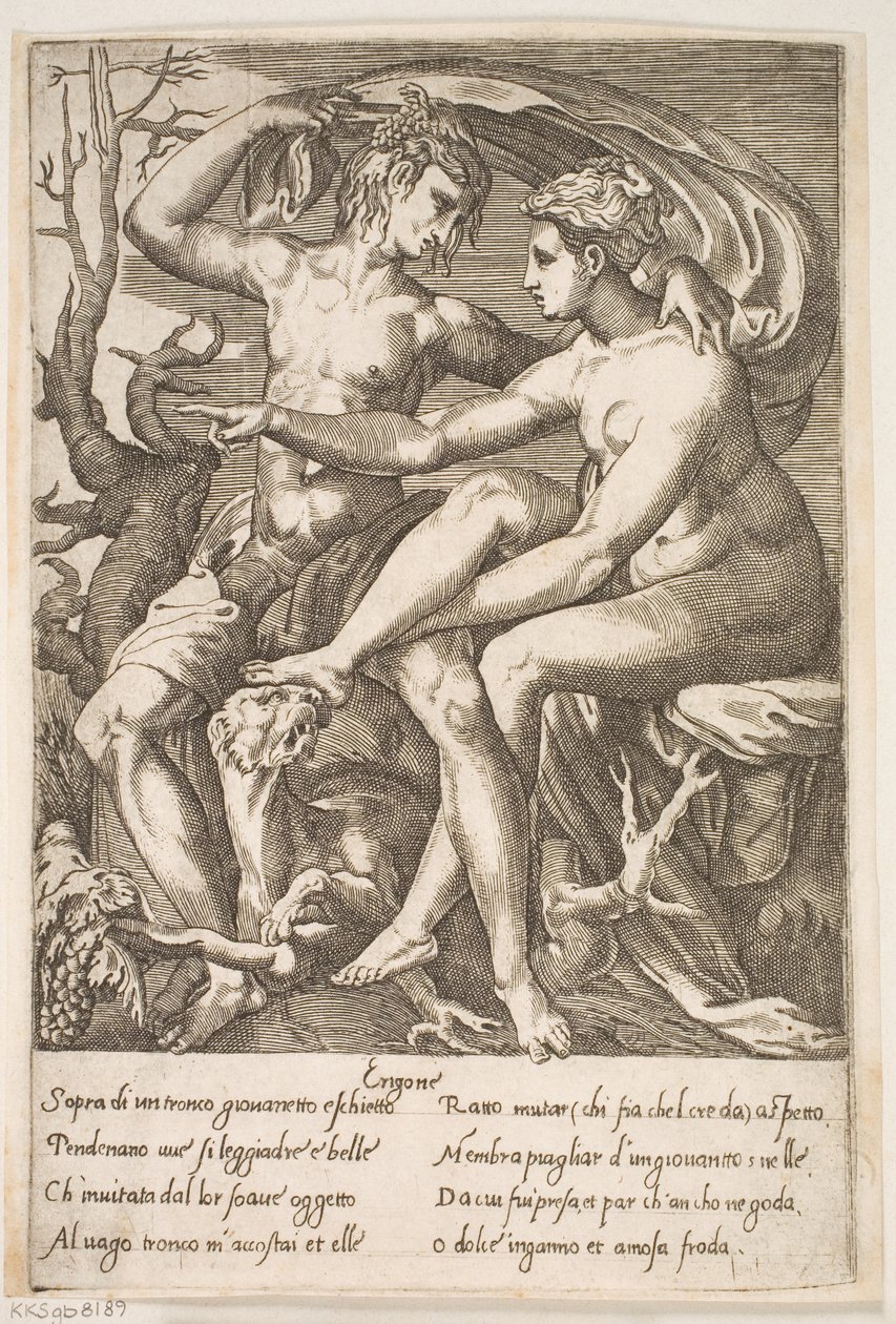 Bacchus og Erigone av Jacques Androuet Ducerceau d.Æ.