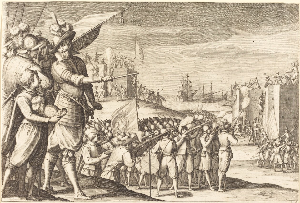 Angrep på to festninger av Jacques Callot