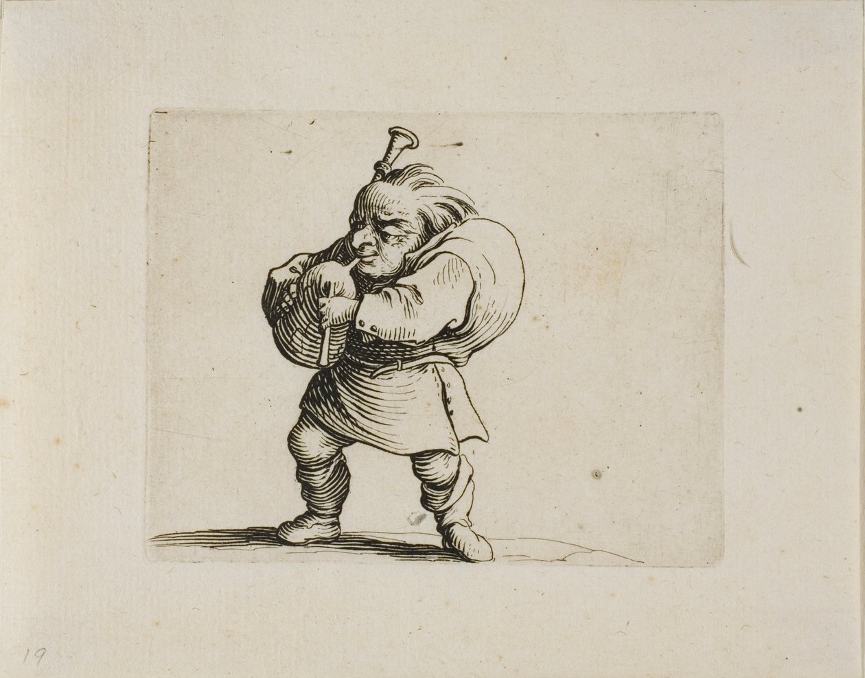 Sekkepipe Player, fra Varie Figure Gobbi av Jacques Callot