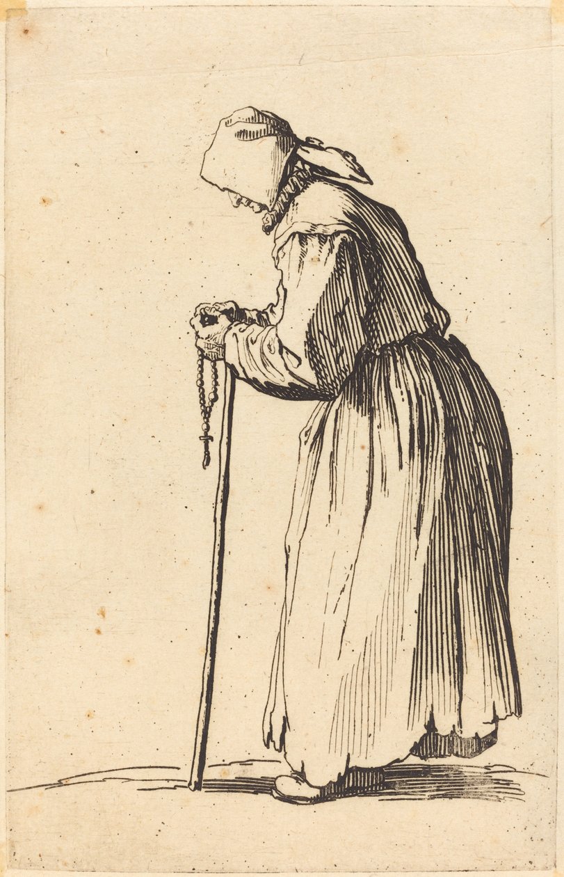Tiggerkvinne med rosenkrans av Jacques Callot