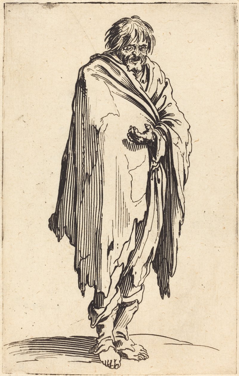 Tigger med bare hode og føtter, ca. 1622 av Jacques Callot