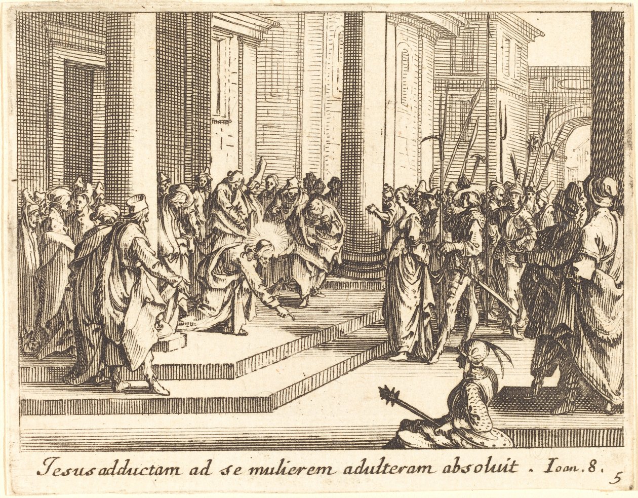 Kristus og kvinnen tatt i utroskap av Jacques Callot